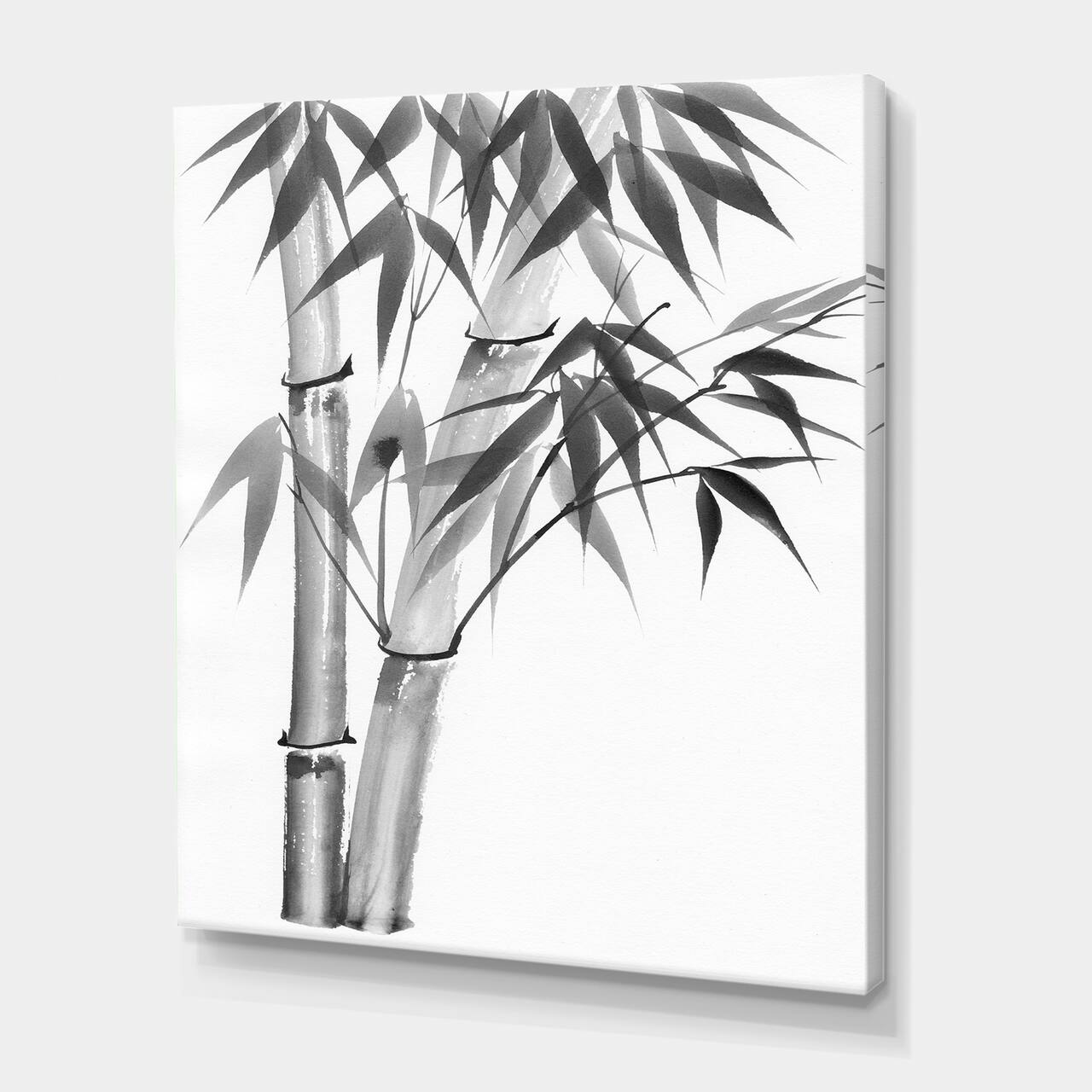 Designart - Vintage Monochrome Bamboo - Traditional Canvas Wall Art Print